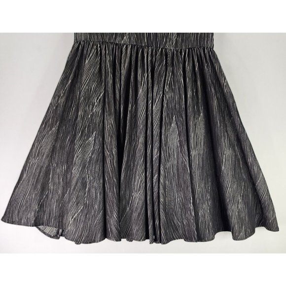 A|X Armani Exchange Dress Womens 6 Black Gray Fit Flare Ruffled V Neck Cocktail - Picture 6 of 16